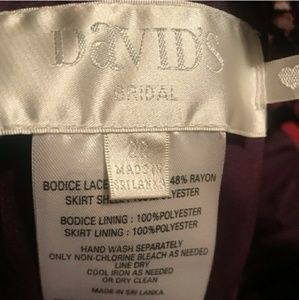 One shoulder Davids Bridal plum floor length dress